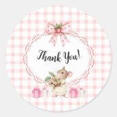 Strawberry Mouse Baby Shower Danke Sticker (Vorderseite)