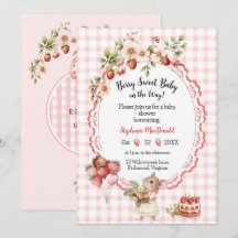 Strawberry Mouse Kinderdusche Einladung