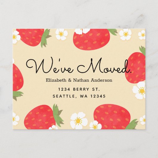 Strawberry Moving Announction Postcard Ankündigungspostkarte (Vorderseite)