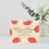 Strawberry Moving Announction Postcard Ankündigungspostkarte (Stehend Vorderseite)