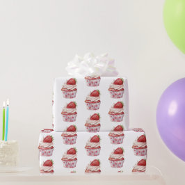 Strawberry Muffin Cake Ladybugs Geburtstag Geschenkpapier