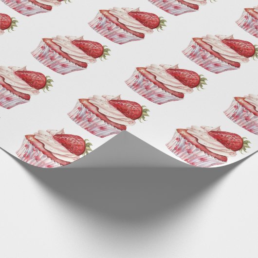 Strawberry Muffin Cake Ladybugs Geburtstag Geschenkpapier (Ecke)