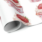 Strawberry Muffin Cake Ladybugs Geburtstag Geschenkpapier (Rolleneckpunkt)