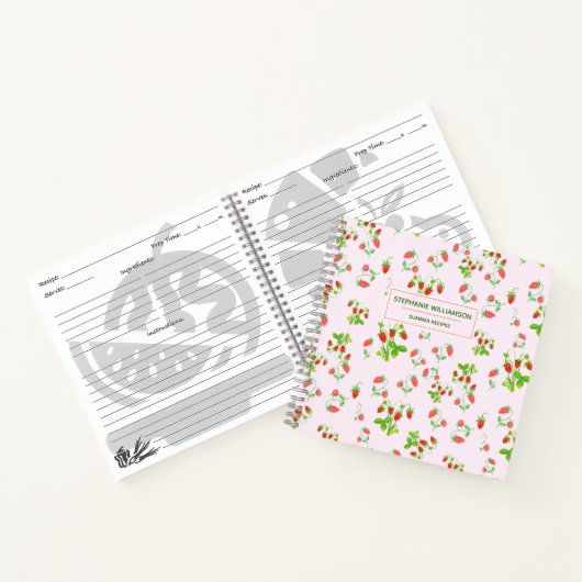 Strawberry-Muster für Wasserfarbe in Rosa Notizblock (Innenseite)