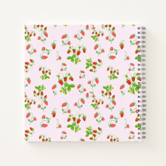 Strawberry-Muster für Wasserfarbe in Rosa Notizblock (Rückseite)