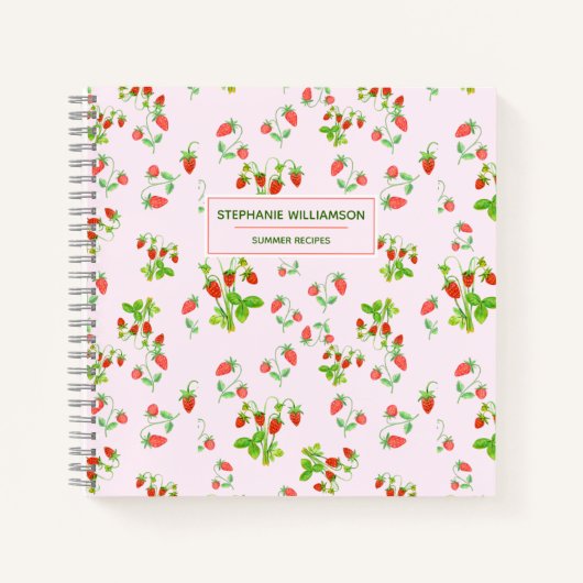 Strawberry-Muster für Wasserfarbe in Rosa Notizblock (Vorderseite)