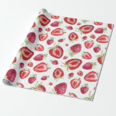 Strawberry-Muster Geschenkpapier (Ungerollt)