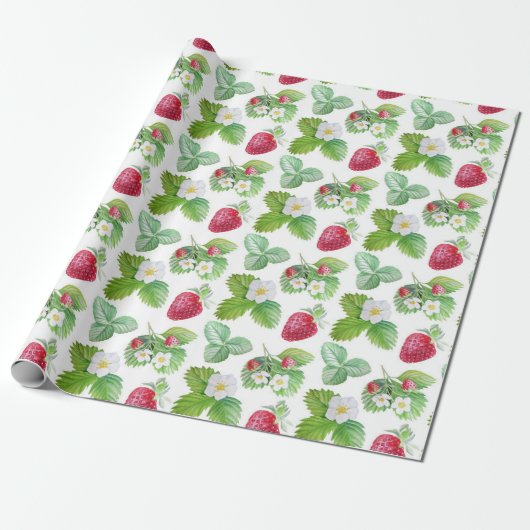 Strawberry-Muster Geschenkpapier (Ungerollt)