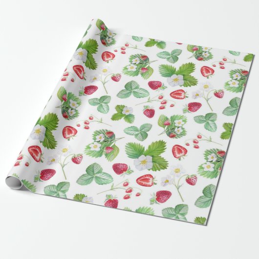 Strawberry-Muster Geschenkpapier (Ungerollt)