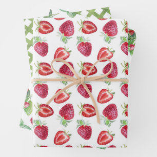 Strawberry-Muster Geschenkpapier Set