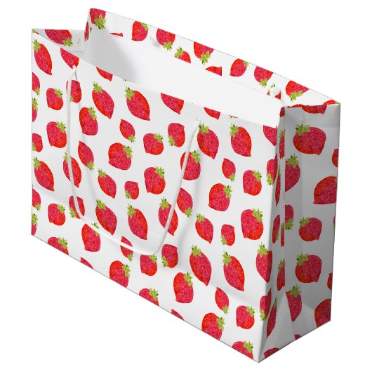 Strawberry-Muster Große Geschenktüte (Vorderseite Schrägansicht)