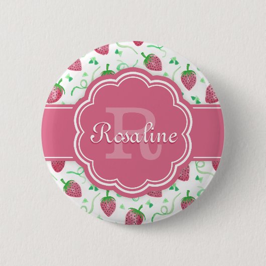 Strawberry-Muster mit Monogramm Button (Vorderseite)
