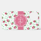 Strawberry-Muster mit Monogramm Case-Mate iPhone Hülle (Rückseite (Horizontal))