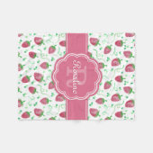 Strawberry-Muster mit Monogramm Fleecedecke (Vorderseite (Horizontal))