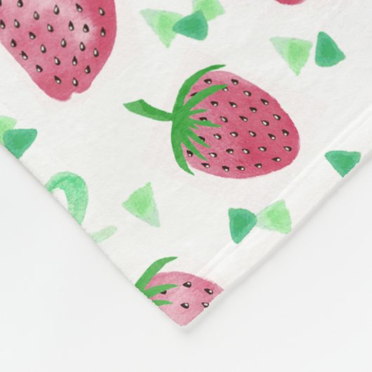 Strawberry-Muster mit Monogramm Fleecedecke (Ecke)