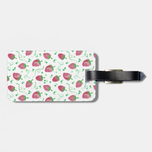 Strawberry-Muster mit Monogramm Gepäckanhänger (Rückseite horizontal)