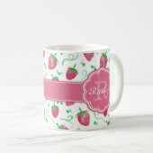 Strawberry-Muster mit Monogramm Kaffeetasse (VorderseiteRechts)