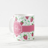 Strawberry-Muster mit Monogramm Kaffeetasse (Vorderseite Links)