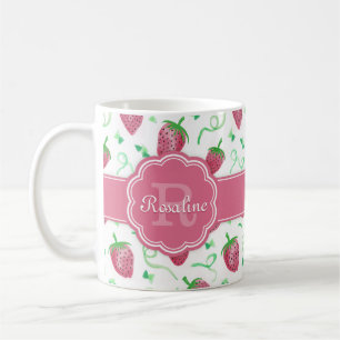 Strawberry-Muster mit Monogramm Kaffeetasse