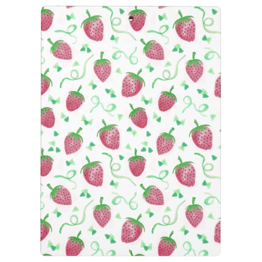Strawberry-Muster mit Monogramm Klemmbrett (Rückseite)