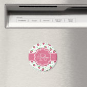 Strawberry-Muster mit Monogramm Magnet (In Situ (Geschirrspüler))