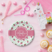 Strawberry-Muster mit Monogramm Pappteller (Party)