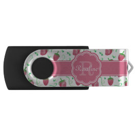 Strawberry-Muster mit Monogramm USB Stick