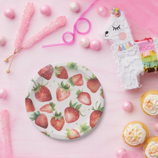 Strawberry-Muster Pappteller (Party)