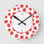 Strawberry-Muster Runde Wanduhr (Vorderseite)