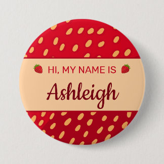 Strawberry Nametag Button