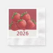 Strawberry New Year's Eve Cute Serviette (Vorderseite)