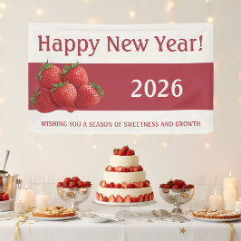 Strawberry New Year's Eve Red Banner