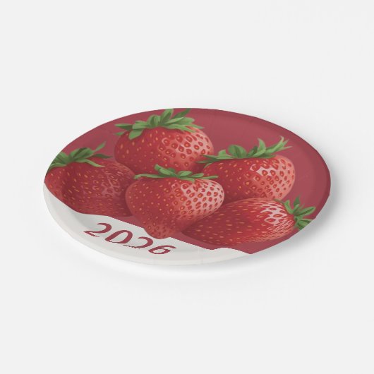 Strawberry New Year's Eve Sweet Pappteller (Schrägansicht)
