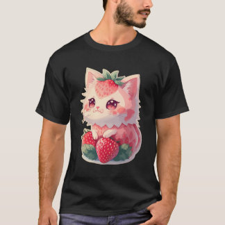 Strawberry Niedlich Cat Kawaii Anime - Erdbeere Ka T-Shirt