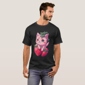Strawberry Niedlich Cat Kawaii Anime - Erdbeere Ka T-Shirt (Vorne ganz)