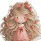 Strawberry Niedlich Girl Aufkleber (Vorderseite)