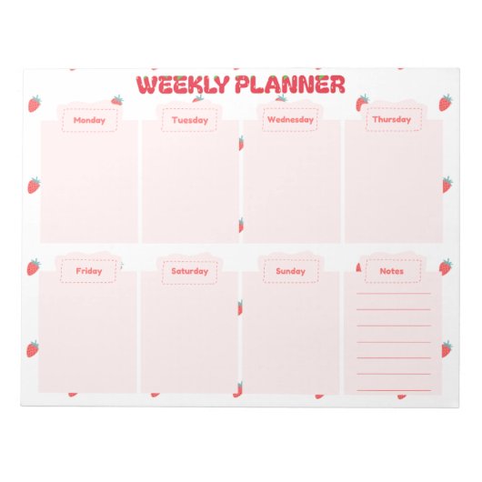Strawberry Niedlich Weekly Planer Desk Notizblock (Vorderseite)