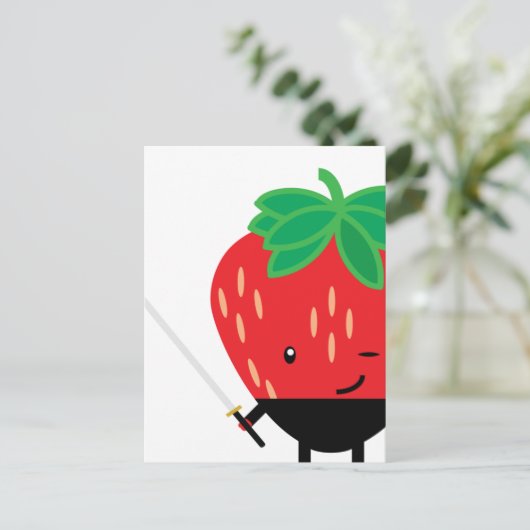 Strawberry-Ninja Postkarte (Stehend Vorderseite)