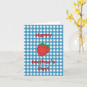 Strawberry on Blue Gingham Karte (Gelbe Blume)
