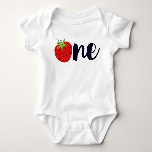 Strawberry ONE Birthday Girl Baby 1. erstes Party Baby Strampler (Vorderseite)