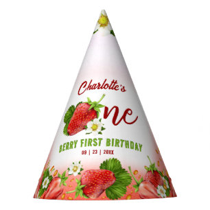 Strawberry ONE erste Geburtstagsparty Partyhütchen