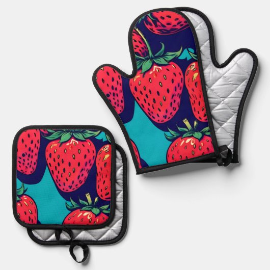Strawberry oven mits ofenhandschuh & Topflappen-Set (Vorderseite/Rückseite)