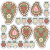 Strawberry Paisley Icon Set Sticker (Vorderseite)
