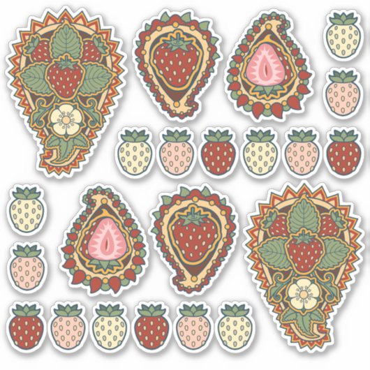 Strawberry Paisley Icon Set Sticker (Vorderseite)