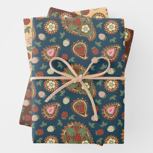 Strawberry Paisley Muster Wrapping Paper Sheets Geschenkpapier Set (Beispiel)