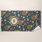 Strawberry Paisley Pattern Beach Handtuch (Vorderseite)