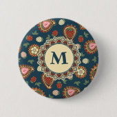 Strawberry Paisley Pattern Button (Vorderseite)