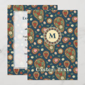 Strawberry Paisley Pattern Einladung (Vorne/Hinten)