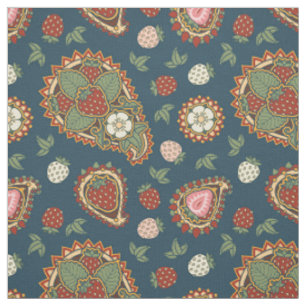 Strawberry Paisley Pattern Fabric Stoff