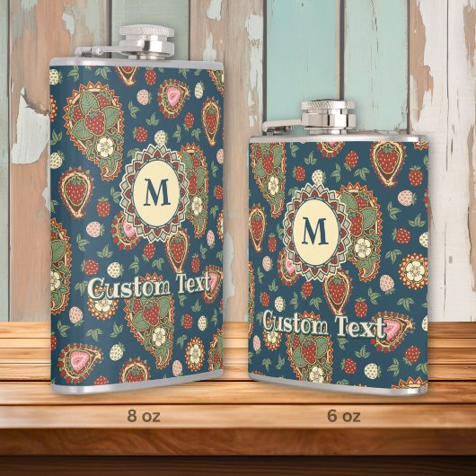 Strawberry Paisley Pattern Flask Flachmann